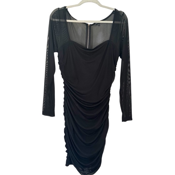 Fashion Nova Black Mesh Long Sleeve Mini Dress Size 1X - Picture 5 of 10